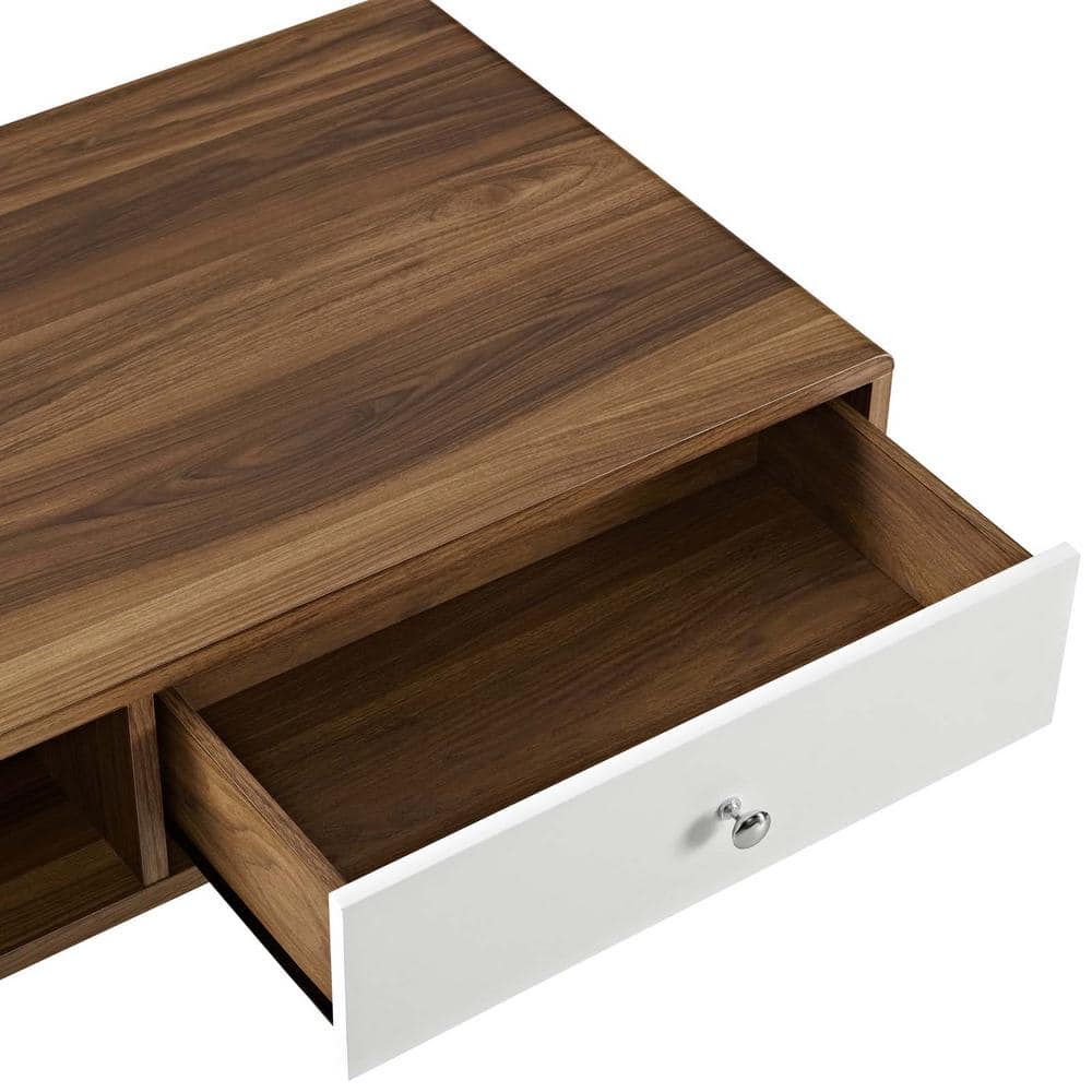 Mid-Century Walnut and White Storage Coffee Table