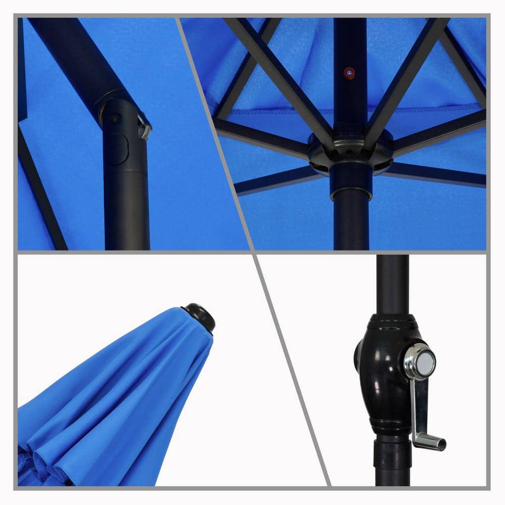Astella 9' Pacific Blue Steel Market Umbrella with Push Tilt