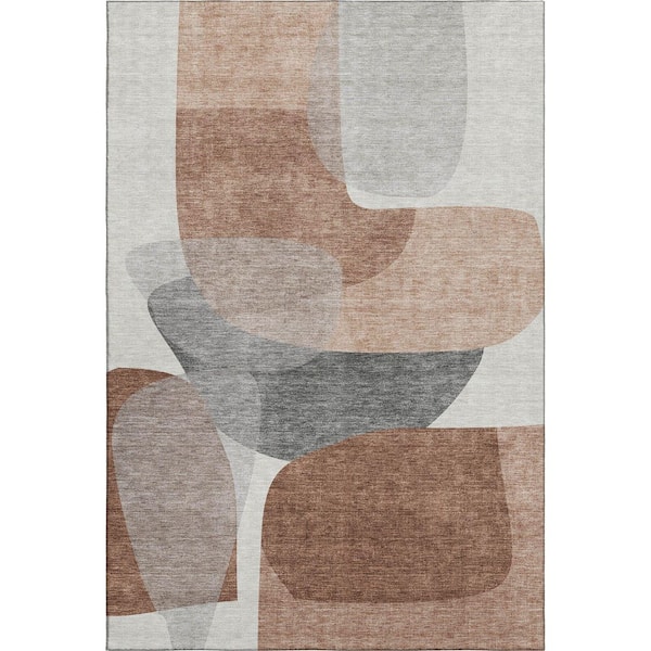 Mayfield Premium Machine Washable Abstract AMF2121 Paprika 9 ft. x 12 ft. Area Rug