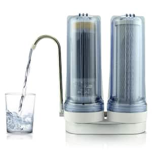 10-Stage Dual Countertop Water Filter, Mineralized Ph Plus Alkaline, Reduces Chlorine, Chloramine, Heavy Metals in Clear