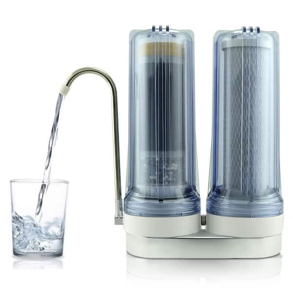 Matterhorn 10-Stage Dual Countertop Water Filter, Mineralized Ph Plus Alkaline, Reduces Chlorine, Chloramine, Heavy Metals in Clear