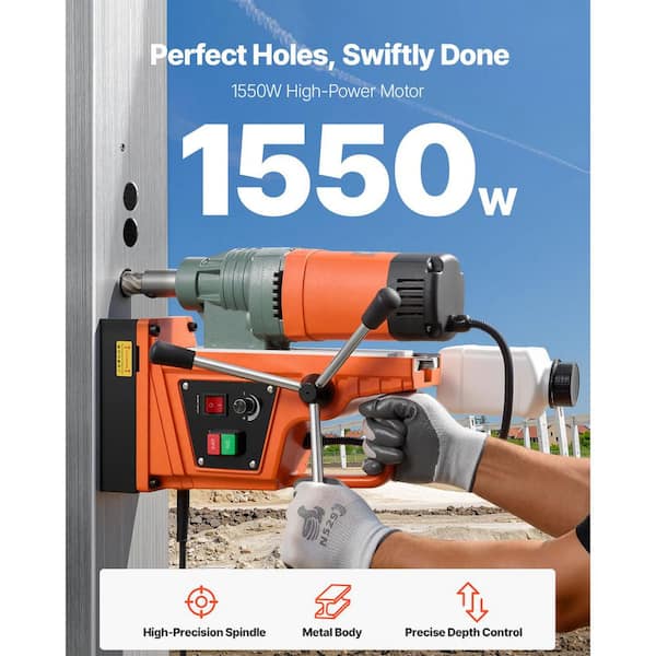 Magnetic Drill, 1550W Motor 2 in. Boring Diameter, 2922 lbf Portable Electric Mag Drill Press, 0-500 RPM Variable Speed