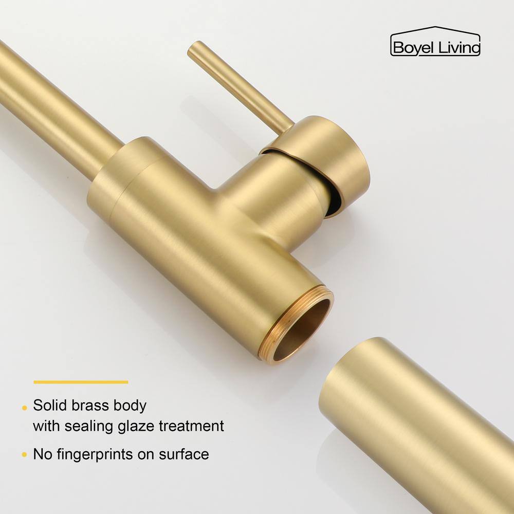 Brushed Gold Brass Freestanding Tub Filler with Diverter