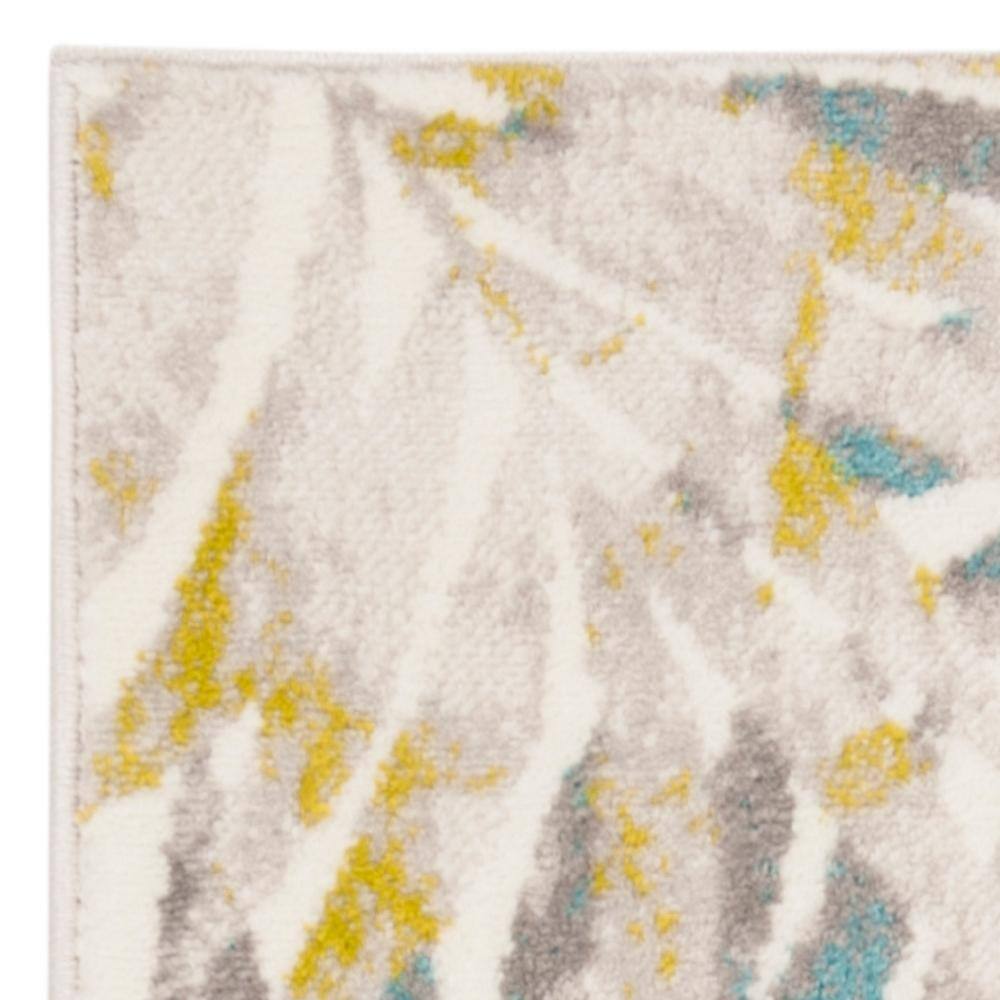 Reversible Gray Floral 24" x 120" Synthetic Easy-Care Runner Rug