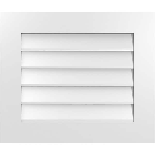 Ekena Millwork 26 in. x 22 in. Rectangular White PVC Paintable Gable Louver Vent Non-Functional