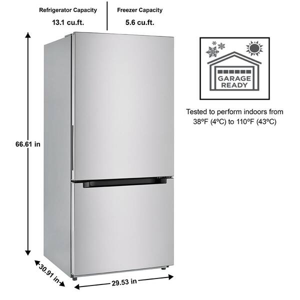 Vissani 18 7 Cu Ft Bottom Freezer Refrigerator In Stainless Steel 