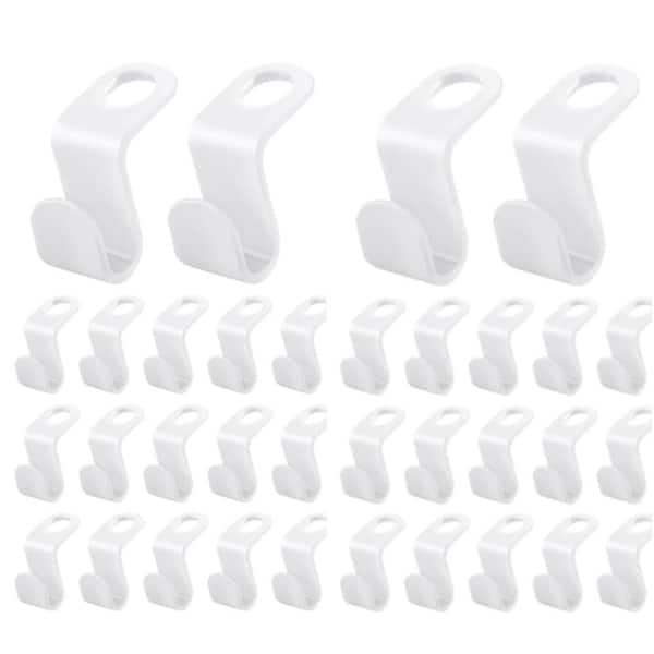 White Hanging Hooks Clips and Pot Racks with Space Saving for Kitchen, Wardrobe and Plastic Hangers, (100-Pack)