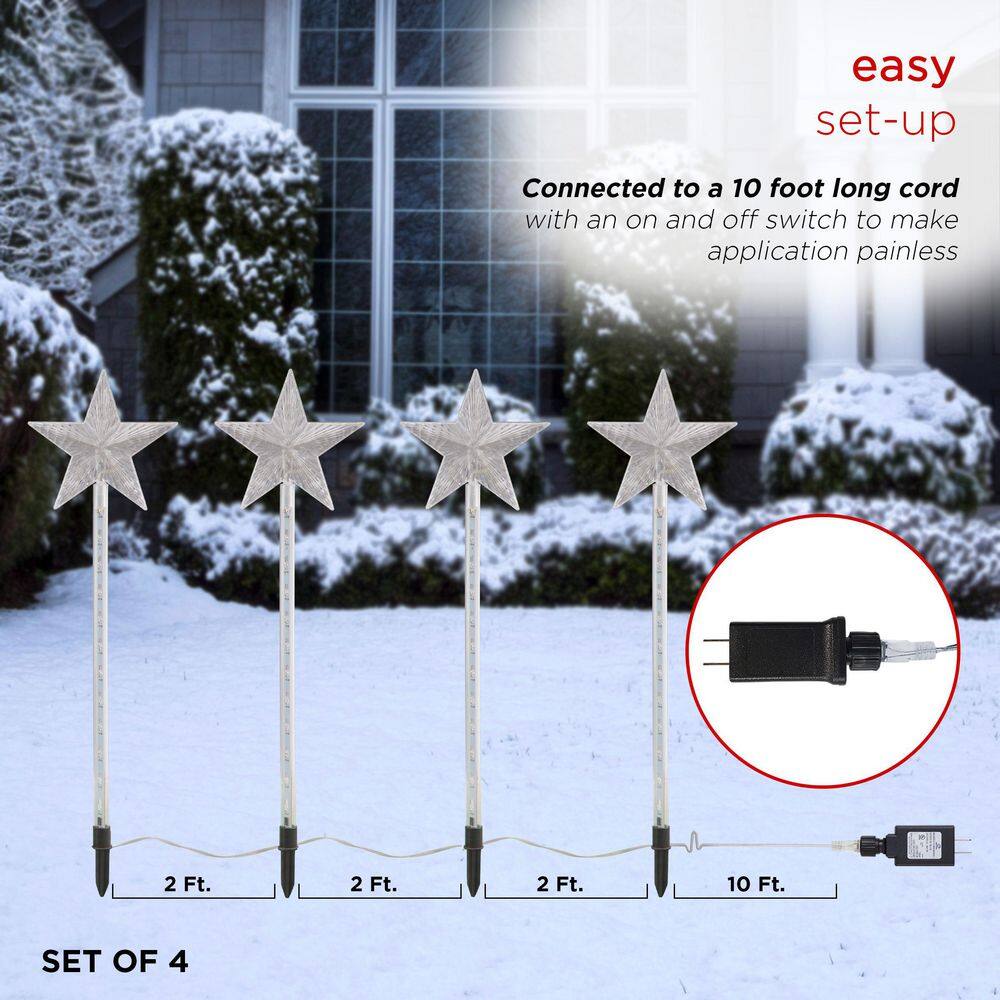 Shooting Star LED Pathway Stakes, 4-Pack, Cool White