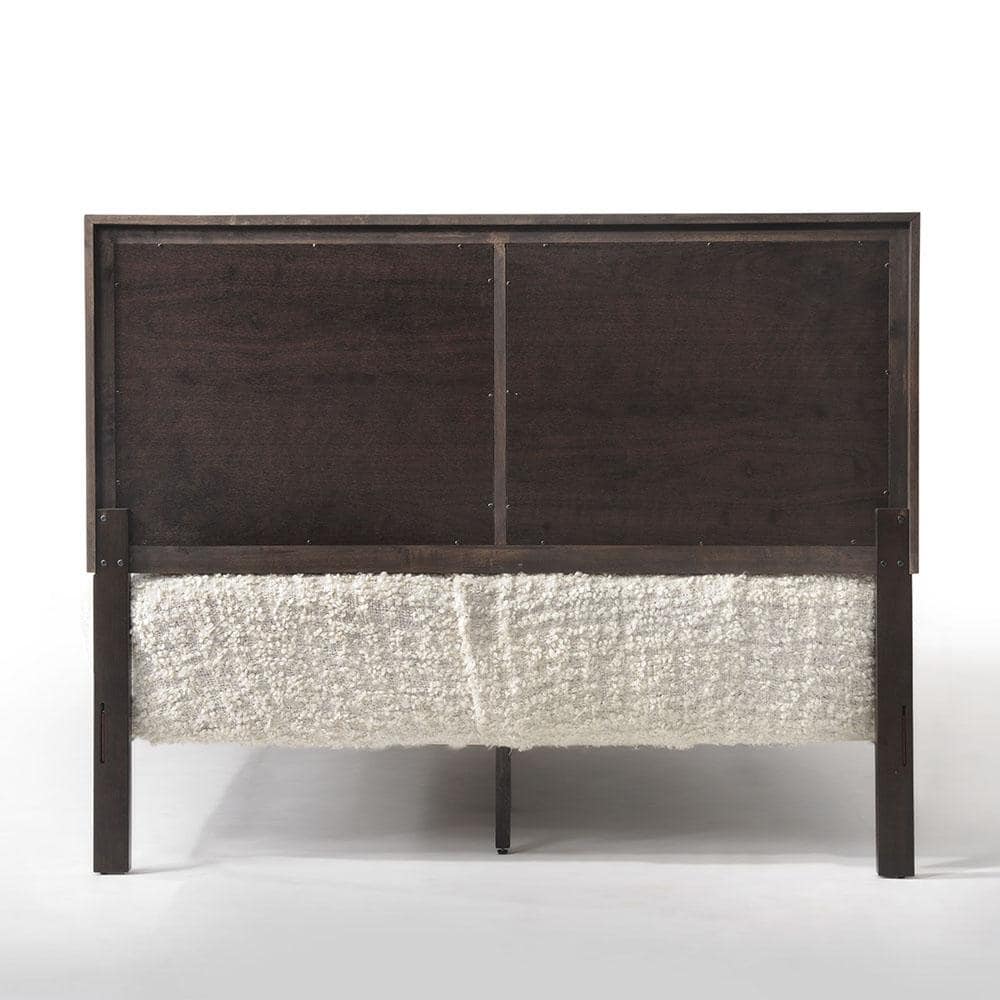 Espresso King Bed with Wood Frame and Storage Drawer