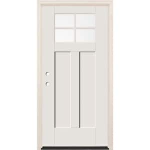 36 in. x 80 in. Right-Hand Clear Glass Unfinished Fiberglass Prehung Front Door with 4-9/16 in. Frame and Bronze Hinges