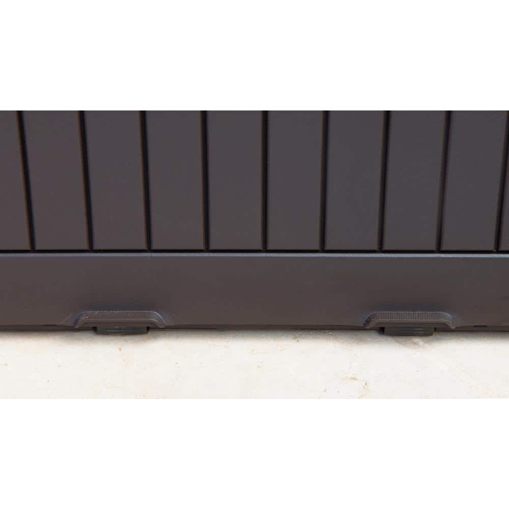 Espresso Brown Lockable Plastic Wicker Deck Box with Wheels