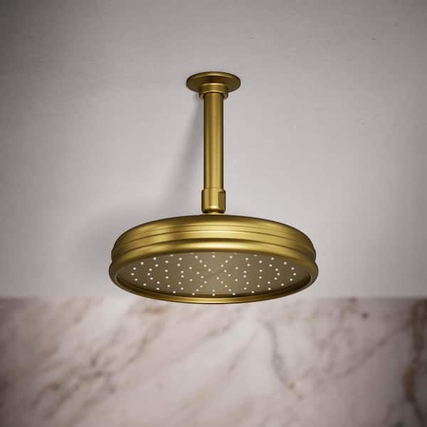 1-Spray Pattern with 2.5 GPM 8 in. Ceiling Mount Fixed Shower Head in Vibrant Brushed Moderne Brass