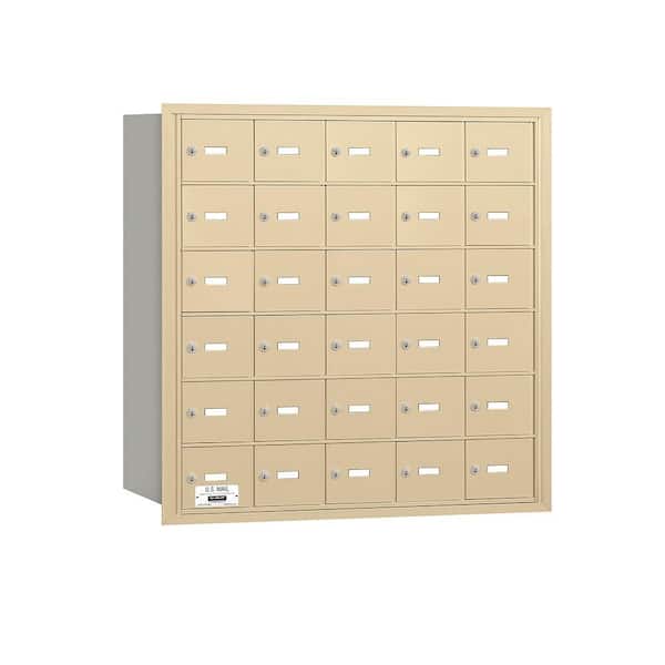 Salsbury Industries 3600 Series Sandstone Private Rear Loading 4B Plus Horizontal Mailbox with 30A Doors