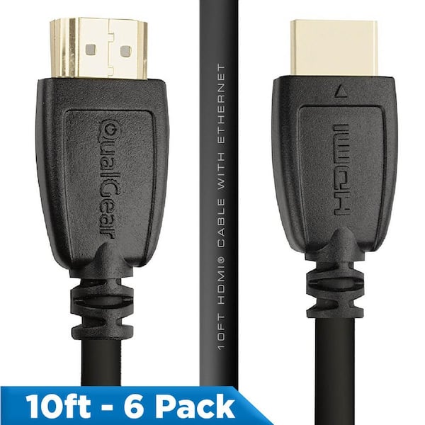 QualGear High Speed HDMI 2.0 Cable with Ethernet, 10 ft., (6-Pack)