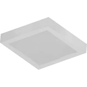 8 in. 1-Light White Integrated LED Indoor Mini Square Ceiling Flush Mount/Wall Mount Sconce - White Acrylic Square Lens