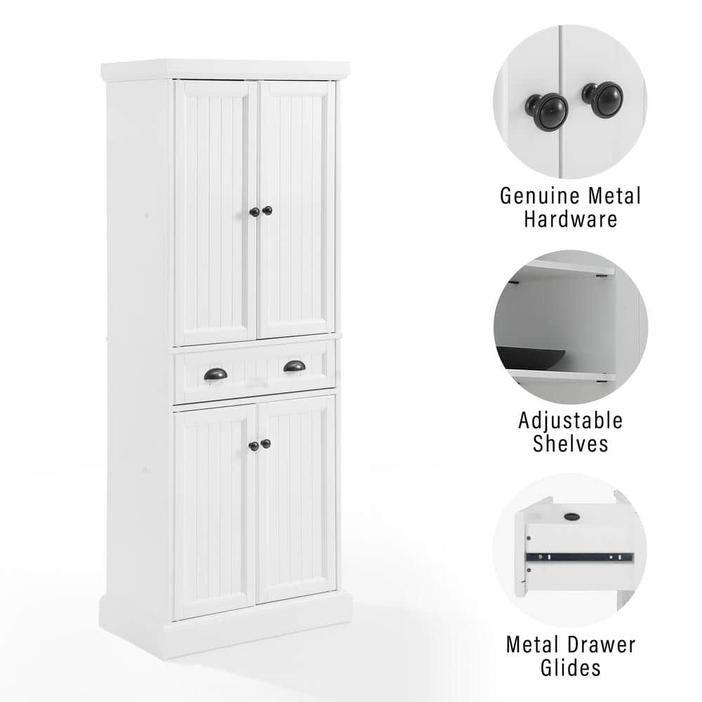 White Beadboard Pantry with Adjustable Shelves