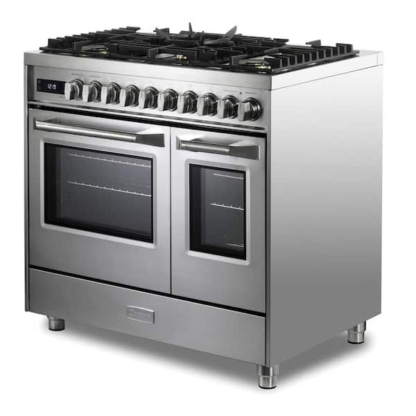 Ultima Collection Series 36 in. 5 Sealed Burners Double Oven Dual Fuel Range in Stainless Steel