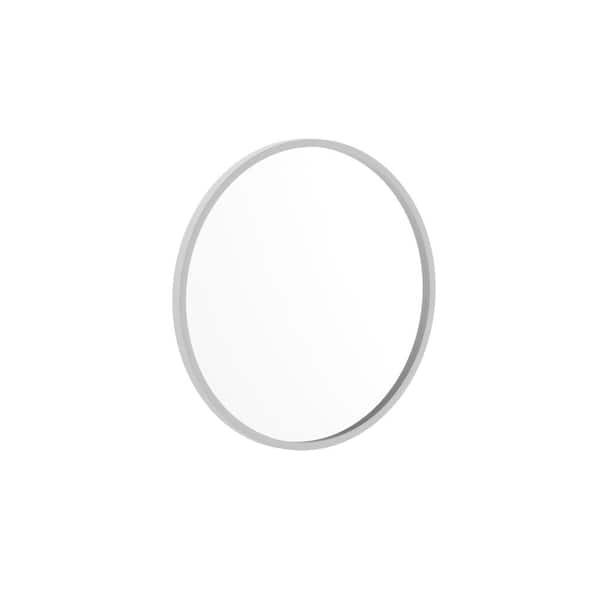 TAYLOR + LOGAN 20 in. W x 20 in. H Modern Round Silver Wall Mounted Mirror