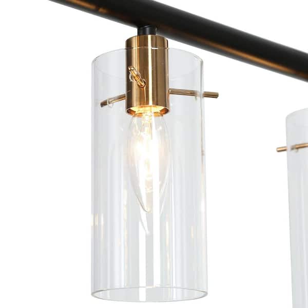 Zevni 5-Light Plated Brass and Matte Black Island Hanging