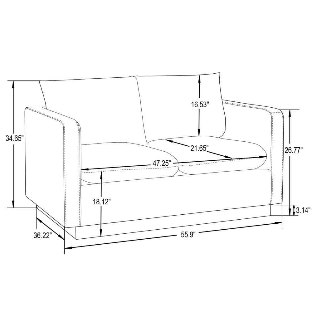 Cognac Tan Faux Leather & Wood Loveseat with Gold Frame