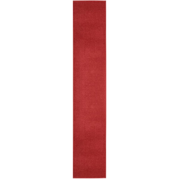 Essentials 2 ft. x 20 ft. Brick Red Solid Contemporary Kitchen Runner Indoor/Outdoor Area Rug