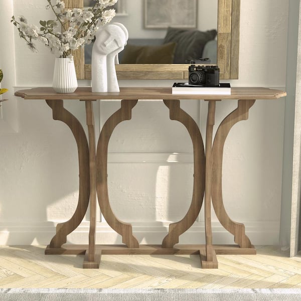 GALANO Doynton 45.9 in. Spray Paint Oak Oval Solid Wood Console Table
