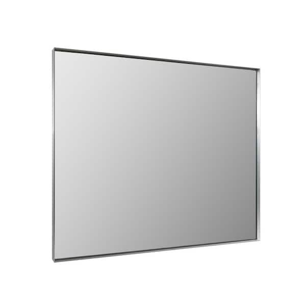 Unbranded 40 in. W x 30 in. H Large Rectangular Aluminium Framed Wall Bathroom Vanity Mirror in Silver