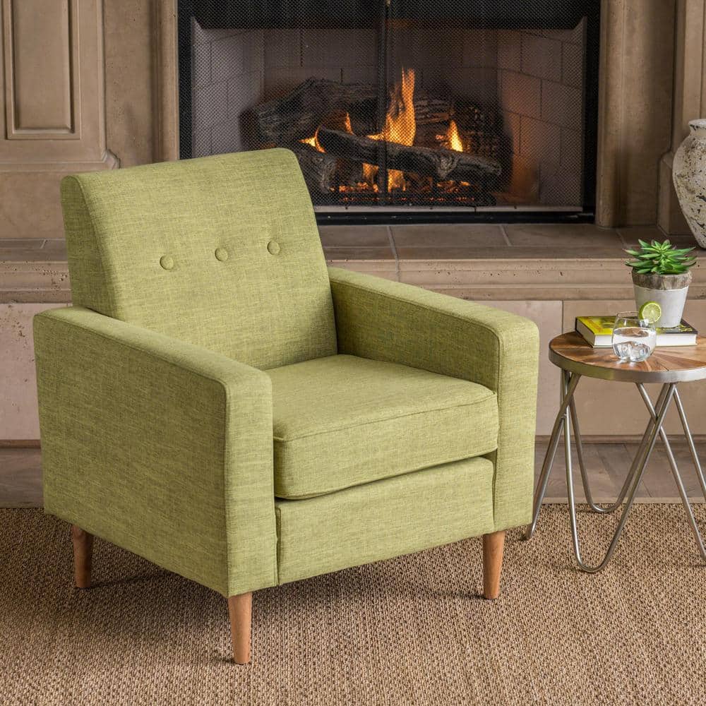 Muted Green Mid Century Modern Fabric Club Chair