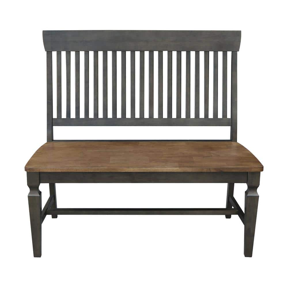 International Concepts Hickory/Washed Coal Slat Back Solid Wood Bench ...