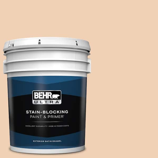 BEHR ULTRA 5 gal. #PPU3-07 Pale Coral Satin Enamel Exterior Paint & Primer