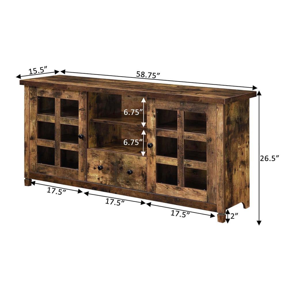 Barnwood Corner TV Stand with Cabinets and Shelves