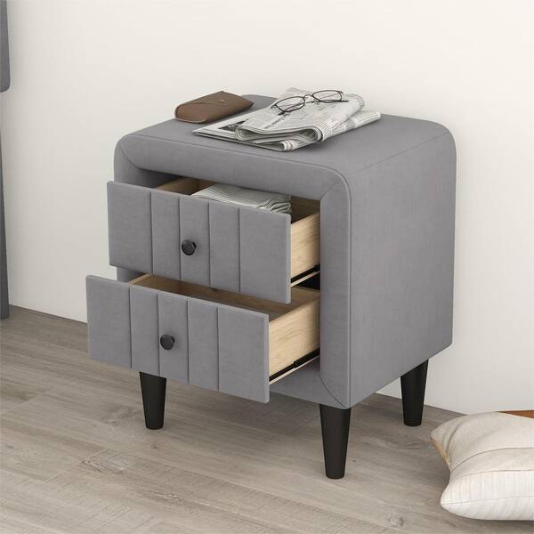 Grey velvet bedside table discount
