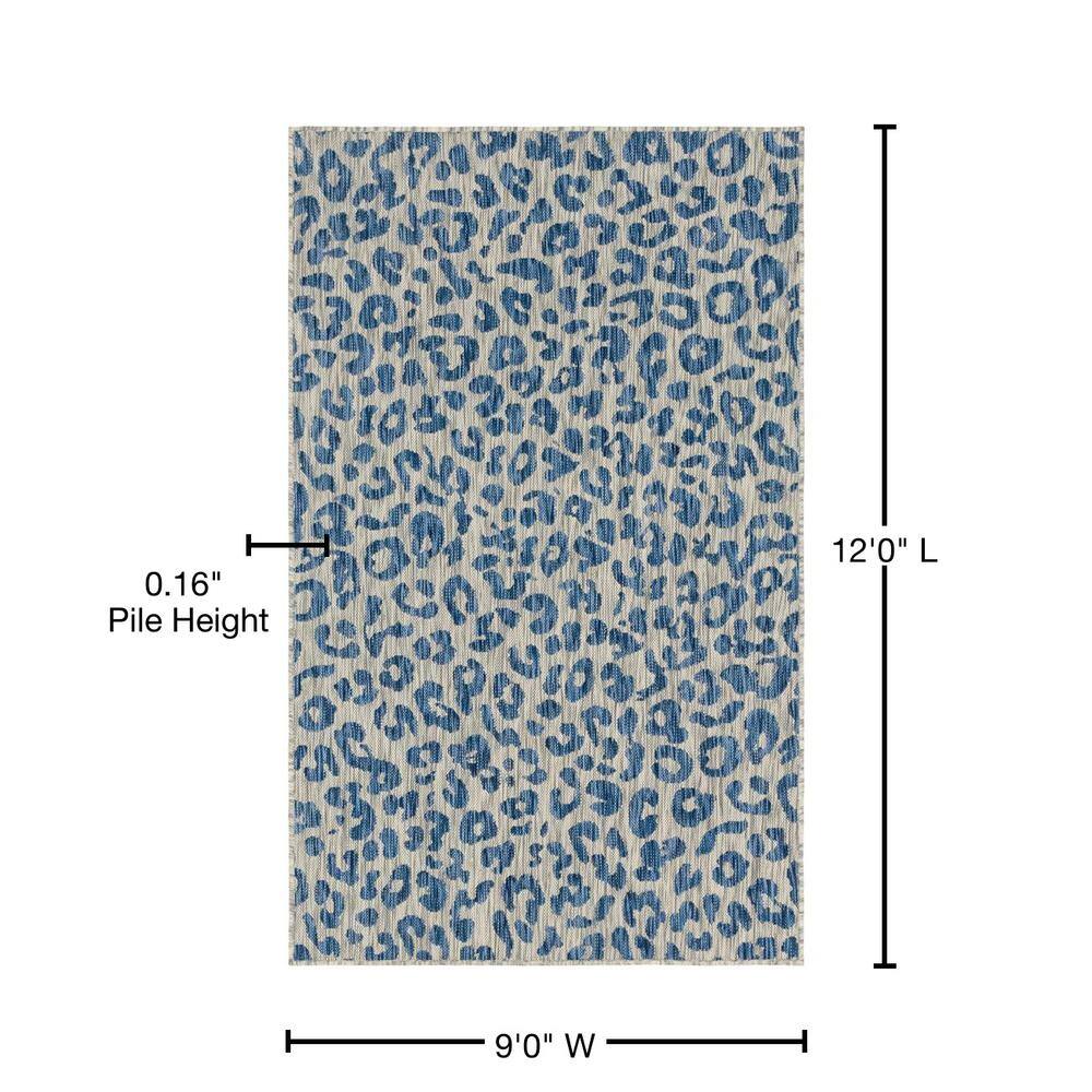 Safari Blue 9' x 12' Rectangular Outdoor Easy-Care Rug