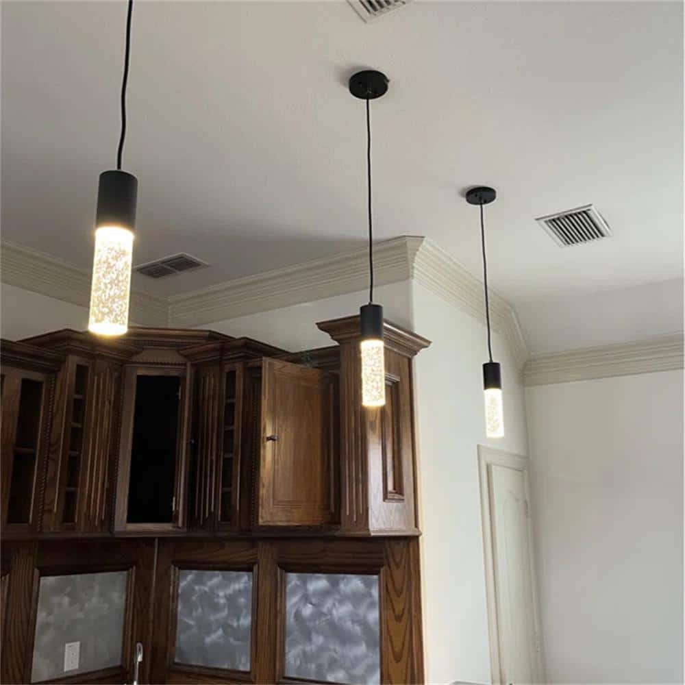 Matte Black Crystal Mini Globe Pendant with LED Light