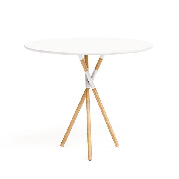 Photo 1 of Blythe 30 in. White/Natural Round Dining Table