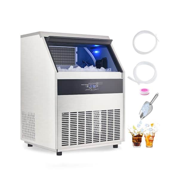 Commercial Ice Maker 265 lb. /24H 88 lbs. Storage Capacity 28 in. Width Produces 126 Cubes Freestanding Sliver
