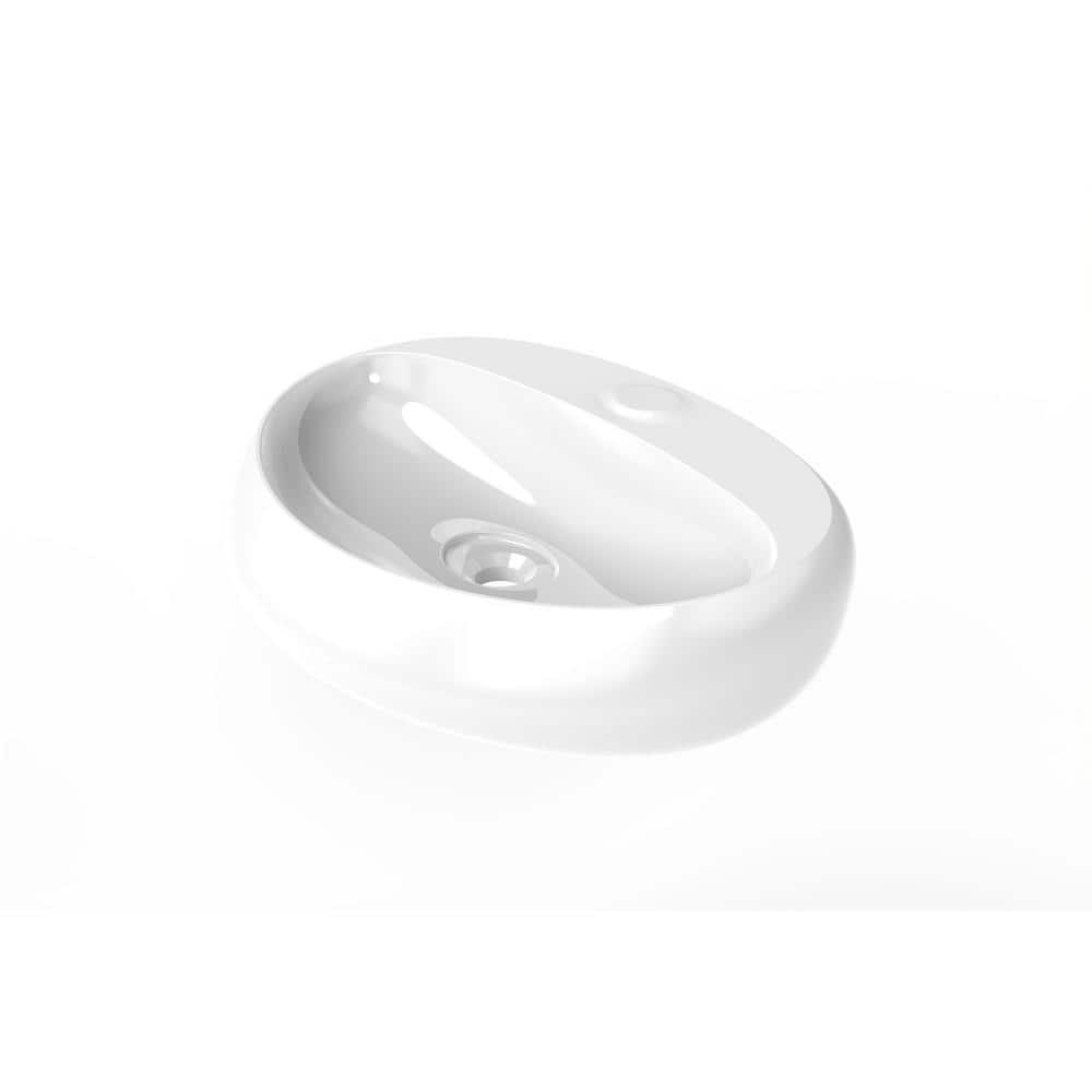 Rosaria 24" Glossy White Ceramic Oval Wall-Mount Sink