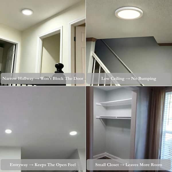 7.1 in. 12-Watt White 900 Lumens Integrated LED Round Flat Panel Flush Mount with Switchable Color Temperature 5CCT