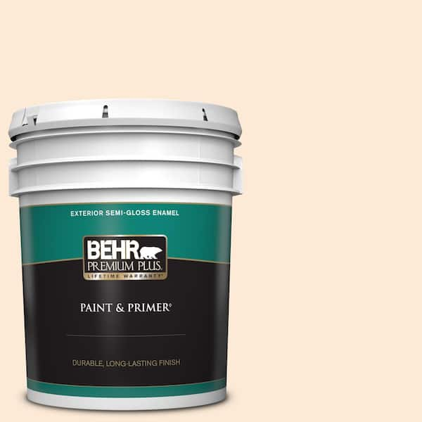 BEHR PREMIUM PLUS 5 gal. #270A-1 Peach Fade Semi-Gloss Enamel Exterior Paint & Primer