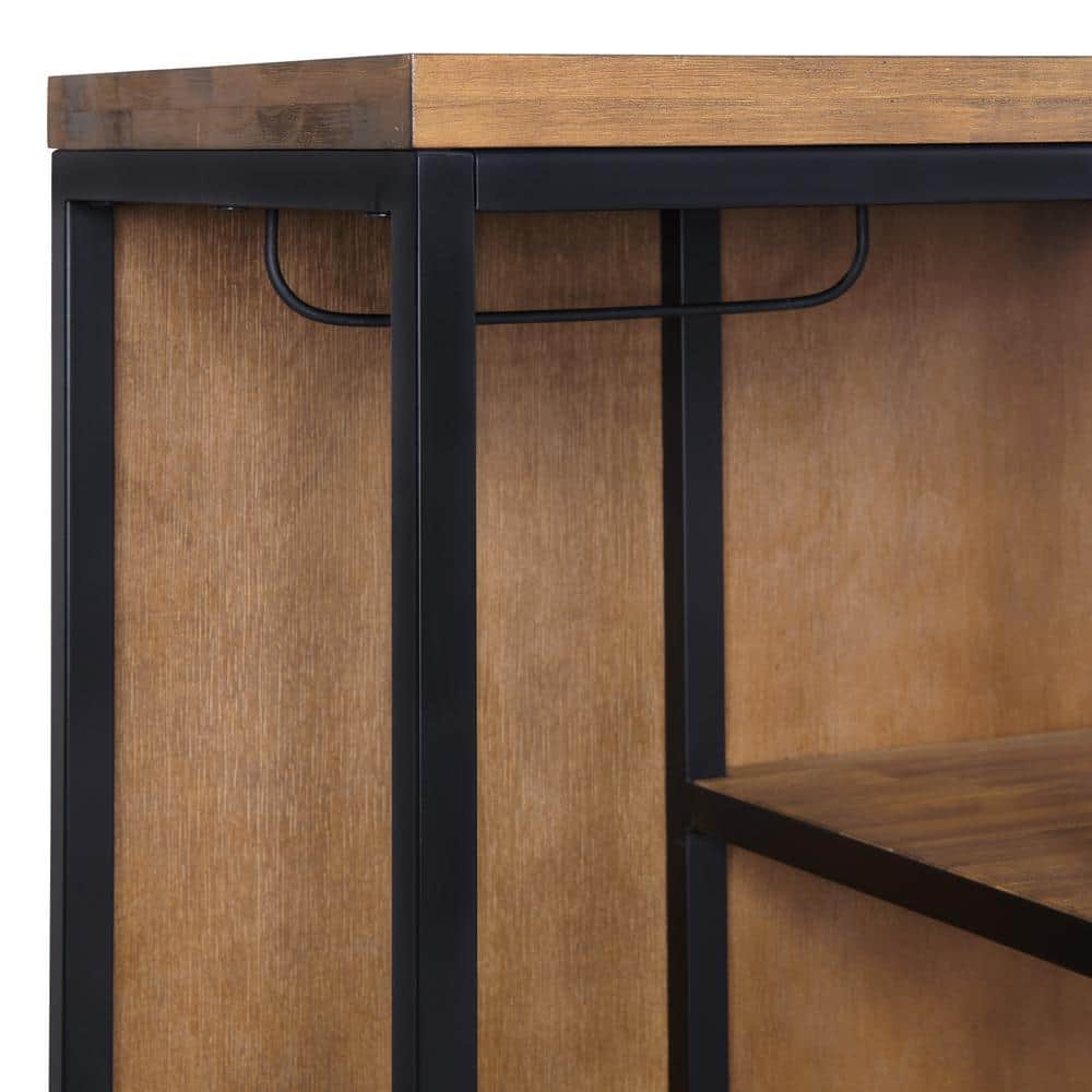Lloyd 58" Natural Acacia Wood and Metal Hall Tree with Storage