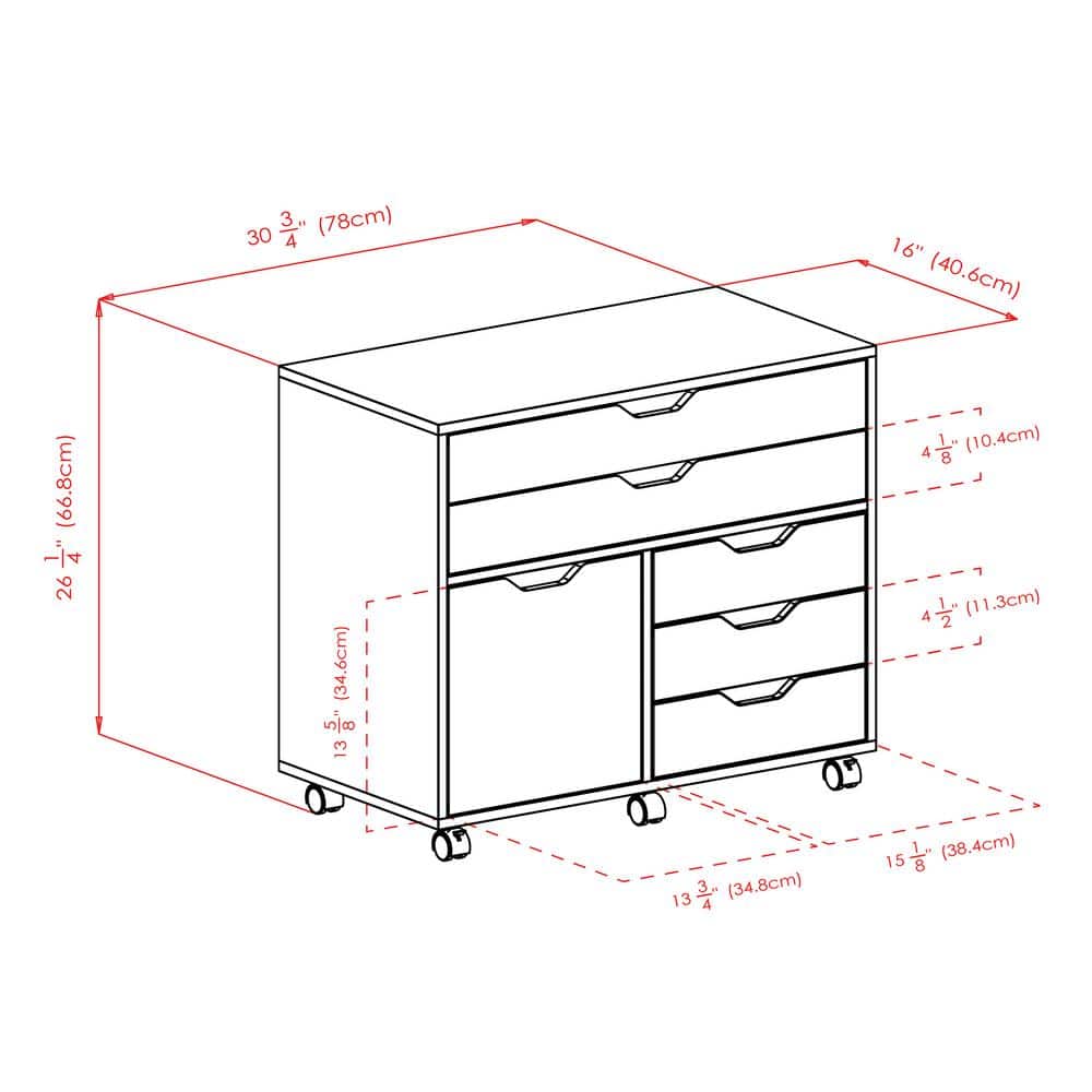 Modern Halifax 5-Drawer Mobile Storage Cabinet in Black