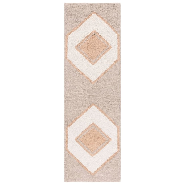 Vermont 2 ft. x 8 ft. Ivory/Brown Diamond Medallion Runner Rug