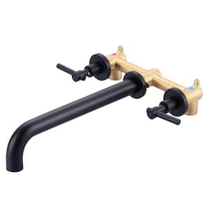 2-Handle Wall Mounted Roman Tub Faucet with High Flow Rate in Matte Black