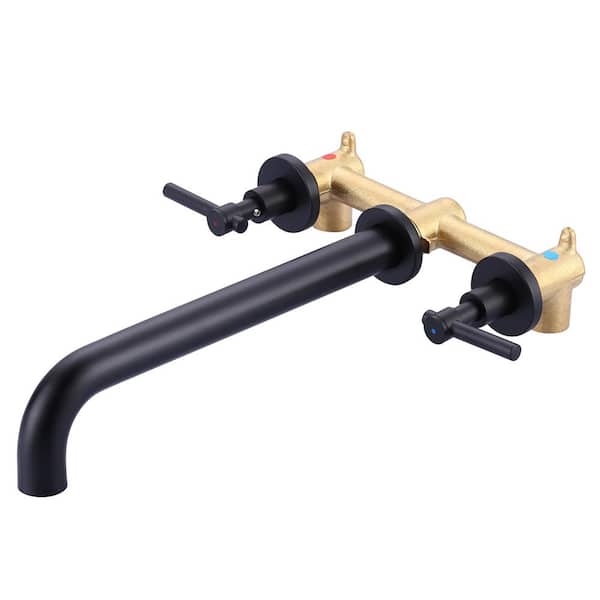 ARCORA 2-Handle Wall Mounted Roman Tub Faucet with High Flow Rate in Matte Black