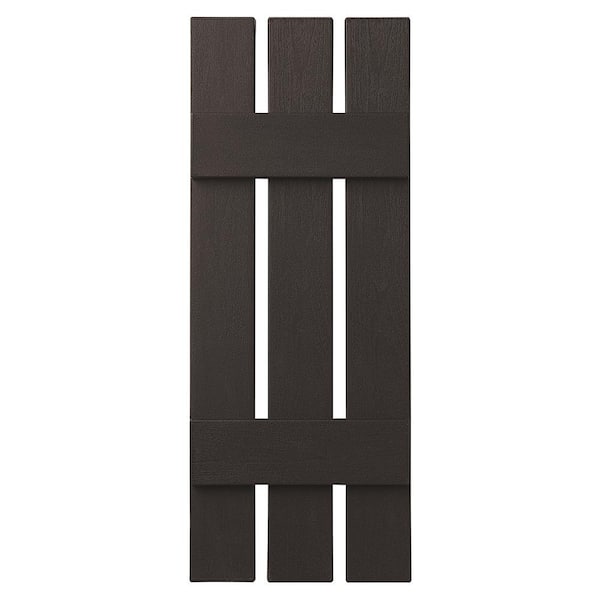 Ply Gem 12 in. x 39 in. Polypropylene 3-Board Open Board and Batten Shutters Pair in Brown