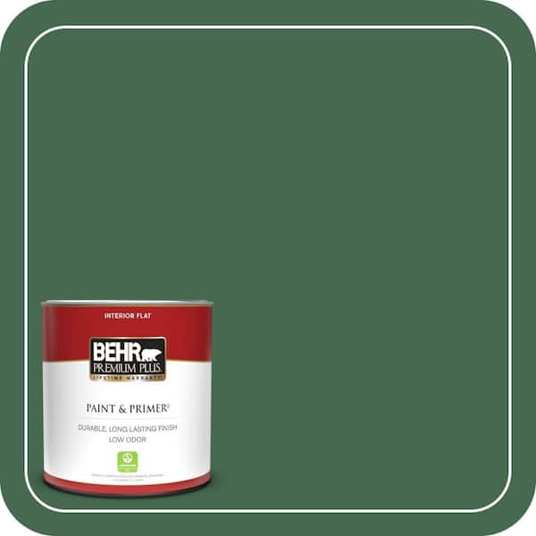 BEHR PREMIUM PLUS 1 qt. #M410-7 Perennial Green Flat Low Odor Interior Paint & Primer