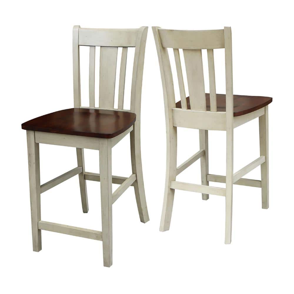Elegant San Remo Solid Wood Counter Stool in Antique Almond