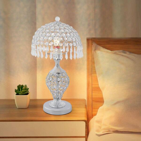OUKANING 18.11 in. Silver Modern Luxury Decorative Crystal Plug-In