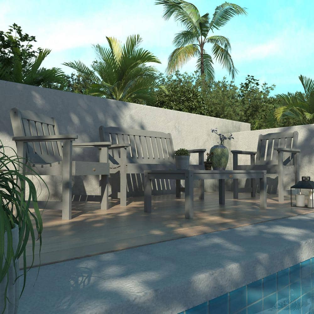 Lehigh Coastal Teak 4-Piece Recycled Plastic Outdoor Conversation Set