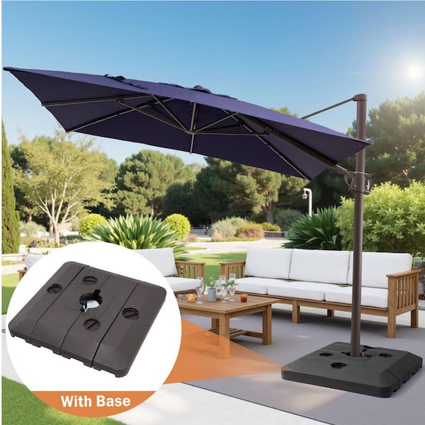 11 foot solar led cantilever patio umbrella 10' Solar Cantilever Umbrella - LED Lights & UV Protection